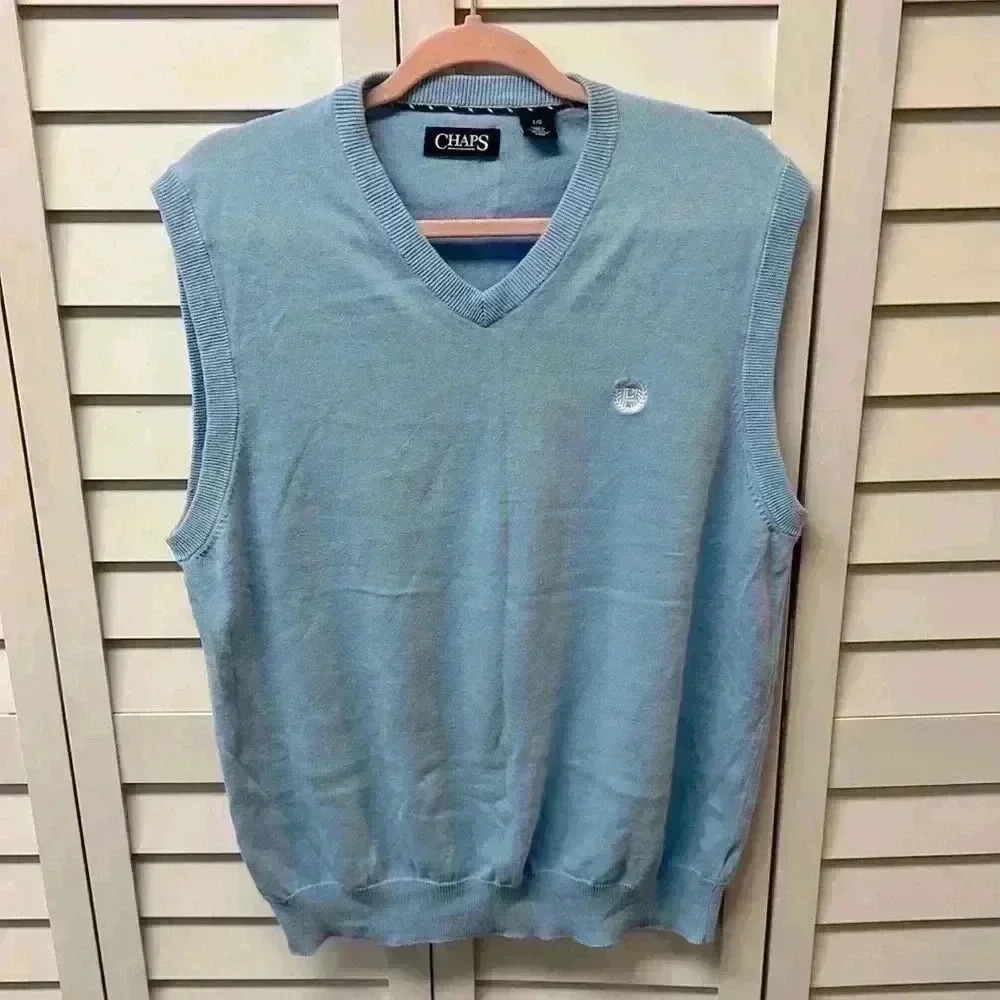 Chaps Blue Sweater Vest - Size L